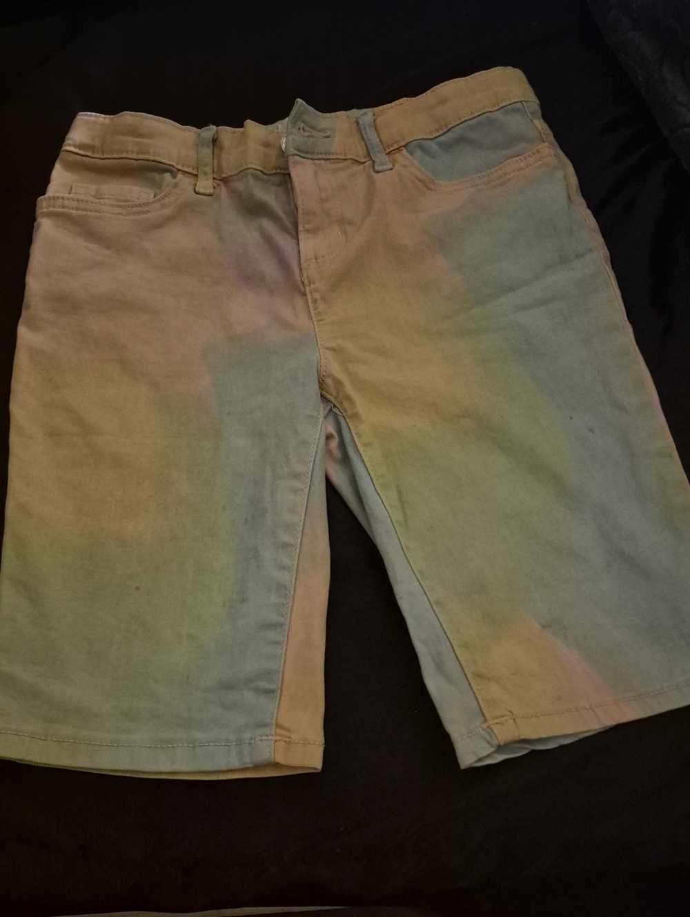 Place Pastel Tie-Dye Flat Front Shorts - Blue, Green, Pink, Yellow